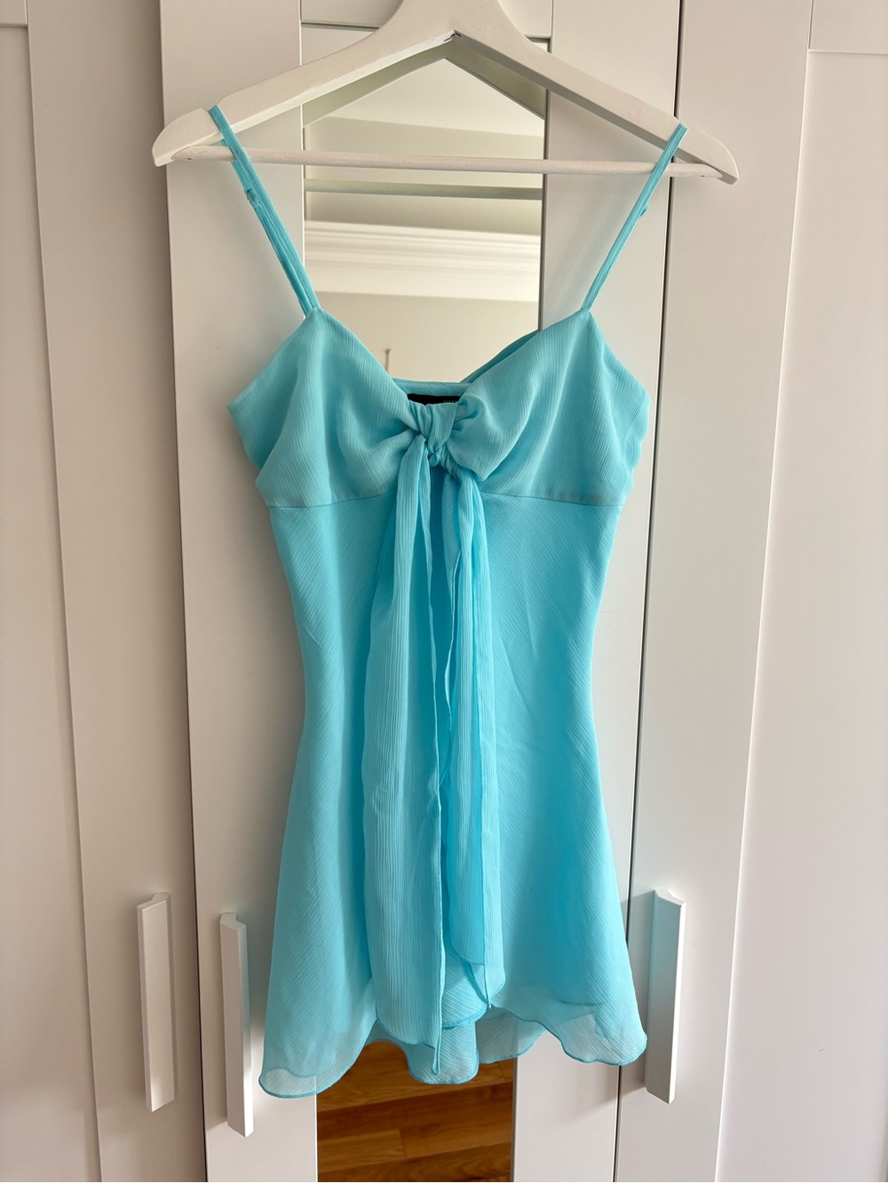 Vintage H&M y2k Light Blue Chiffon Tie-Front Long Top